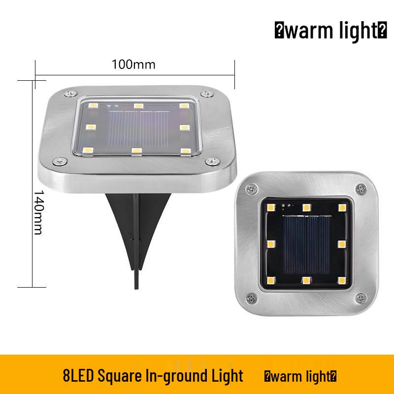 Solar LED Stainless Steel Underground Light for Outdoor Garden, Lawn, Courtyard, Rainproof.