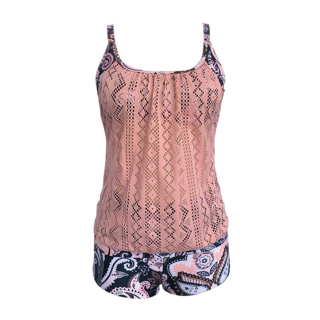 Ladies' Sexy Swimsuit With Suspender And Printed Two-piece Swimsuit Set
