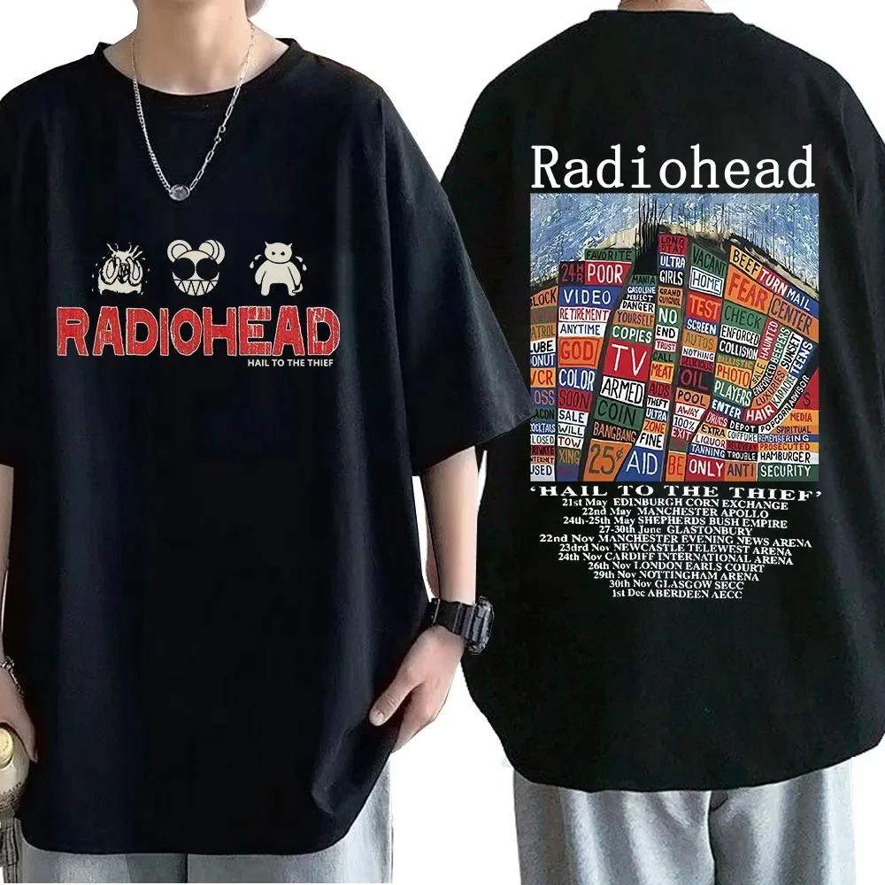 Vintage tričko Rocková kapela Radiohead Pánské 100% bavlna Trička Hip Hop The Bends Potisk hudebního alba Tričko Oversize Top