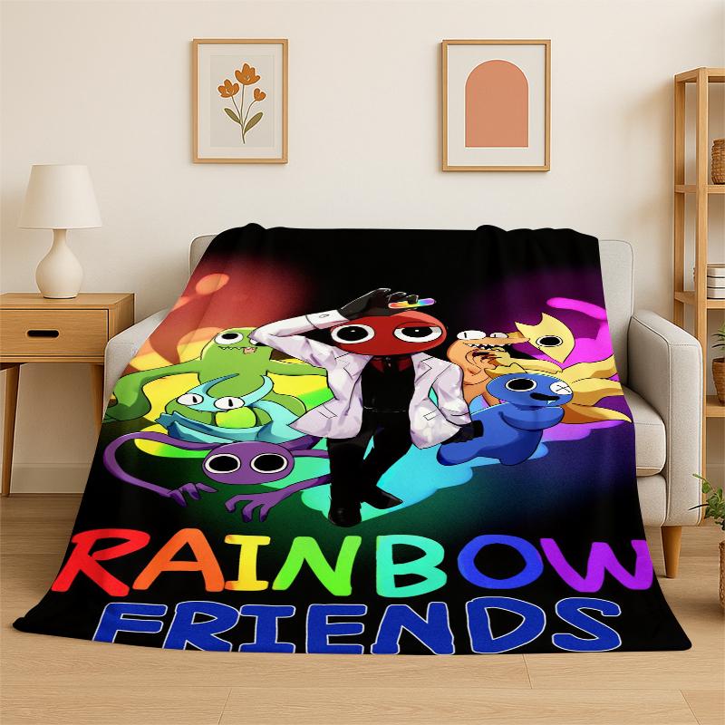 Game R-Rainbow Friends Cartoon Flannel Blanket Soft Warm Throw Blanket for Bedroom Living Room Bed Travel Camping Picnic Kid