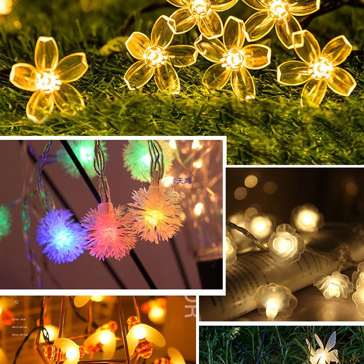 Cherry Blossom Waterproof Solar String Lights for Outdoor Garden and Balcony Décor