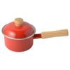 Fuji Enamel Induction Cooking Compatible Mini Saucepan, 12cm, with Polyester Lid, Enamel Saucepan, C-12S, Red