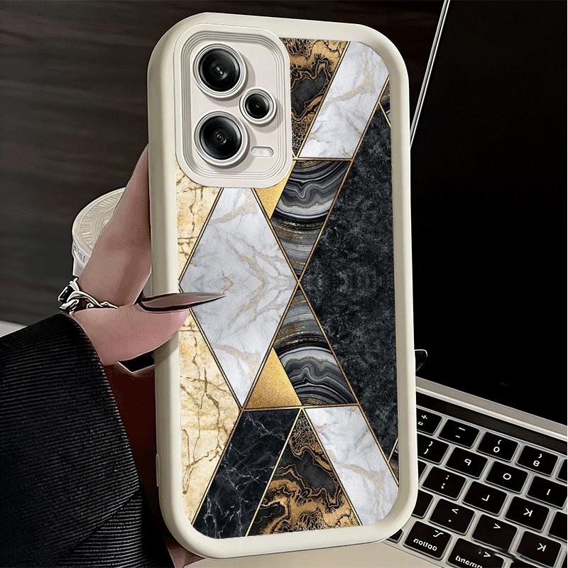 Geometric Marble Pattern Soft Phone Case for Xiaomi Poco X7 X6 X5 Pro X4 Gt X3 F7 Ultra M8 M7 Redmi 15C 15 14C 13 13C 12 12C 10