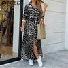 BITCED Women's Spring/Autumn Fashion: Sensual Single-Breasted Button-Down Shirt Dress Loose-Fitting Polo Neck Dress