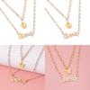 Chic Yellow Butterfly Honey Letter Necklace Elegant Layered Chain Accessory For Women