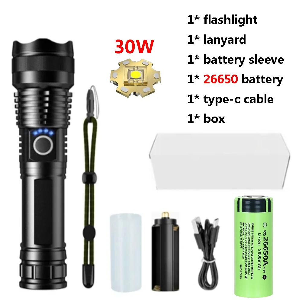 P50 Aluminum Alloy Glare Flashlight 26650/18650 USB Charging Long-Range Outdoor Waterproof Telescopic Zoom Night Fishing Light