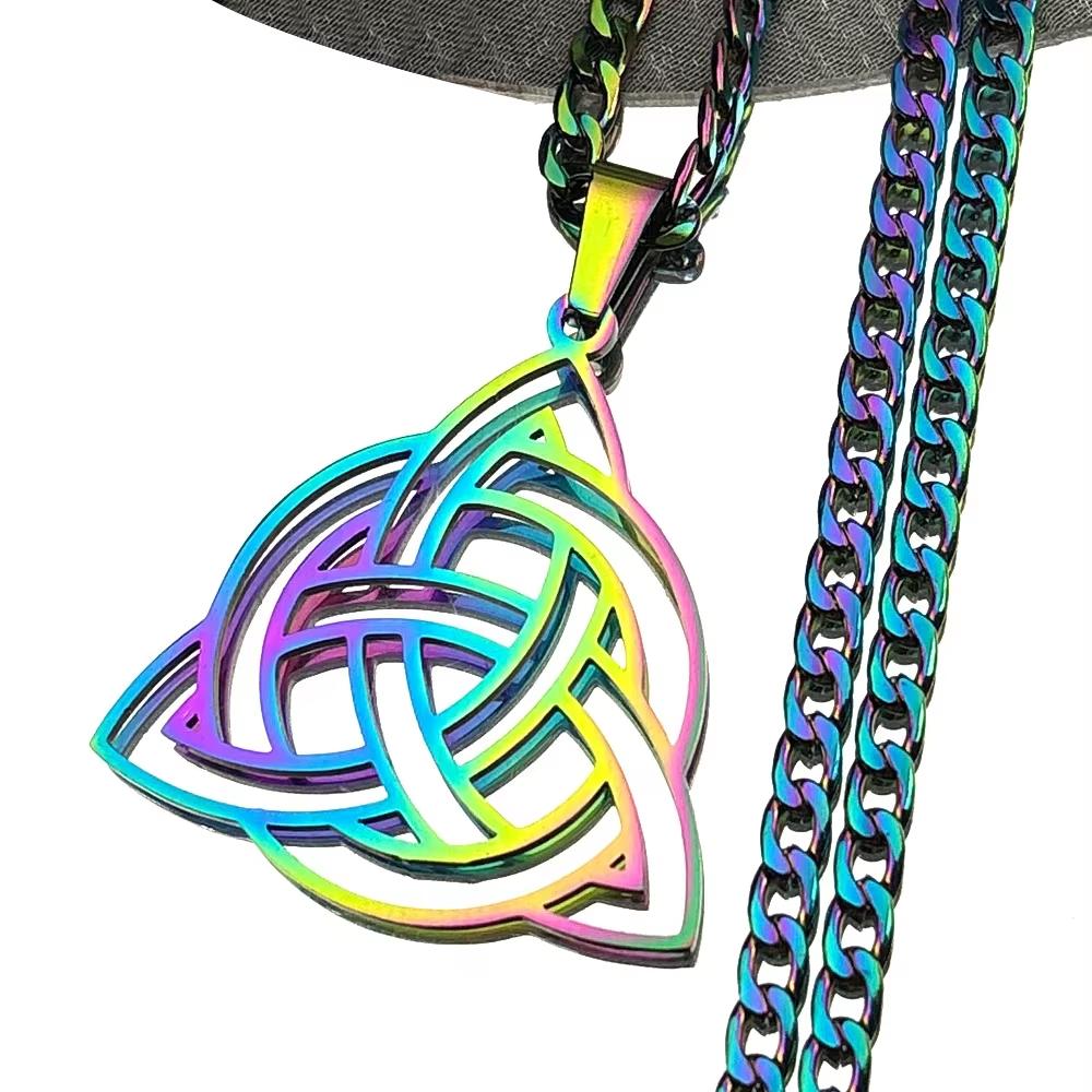 Witch Celtic Knot Triquetra Trinity Hollow Necklace Women Stainless Steel Men Amulet Necklaces Jewelry Nudo De Bruja N3217S03