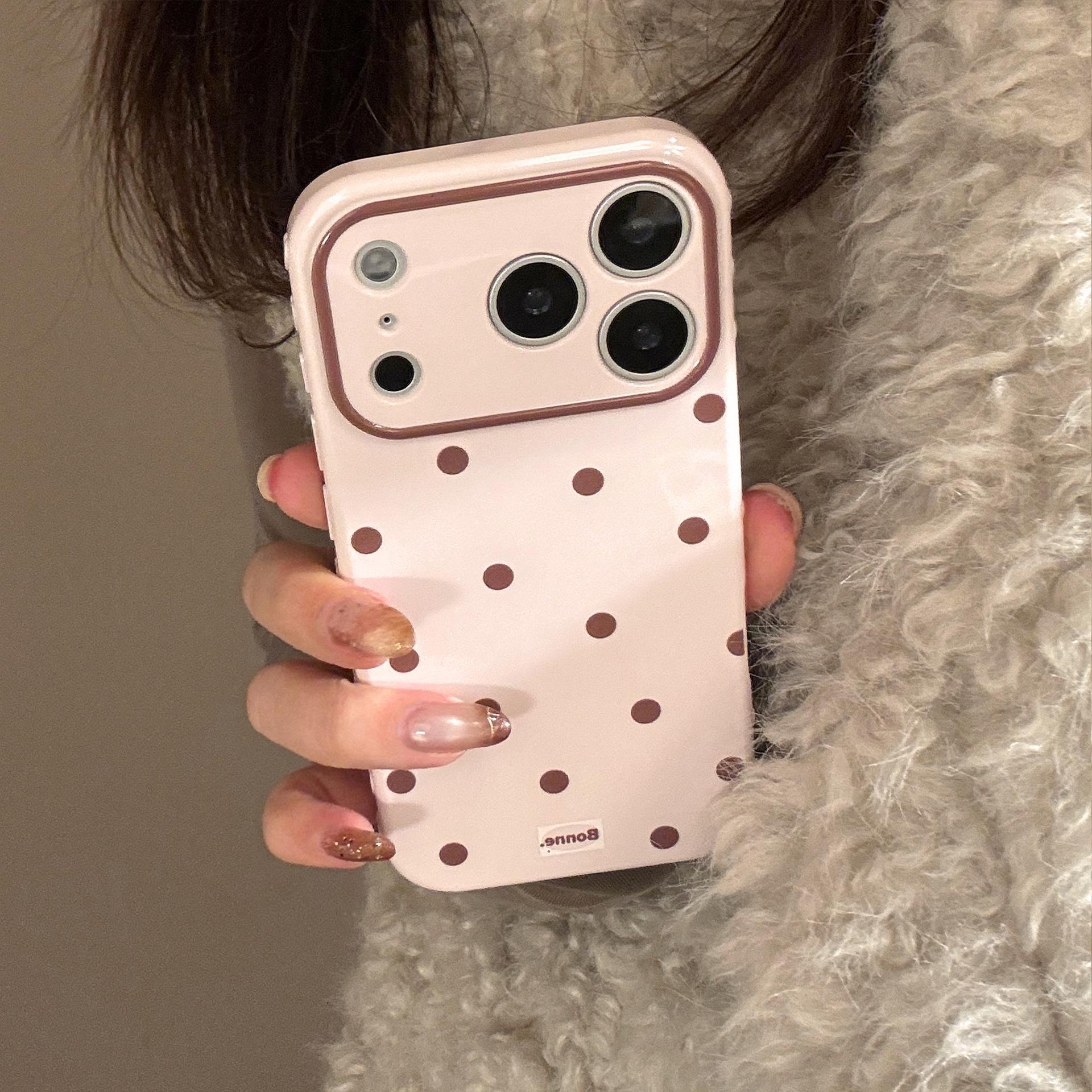 

Ins Contrasting Color Polka Dots Simple for Iphone16 for Apple 17pro Max Mobile Phone Case 15 Applicable 13 Soft Cover 14 Creative 17promax fine hole