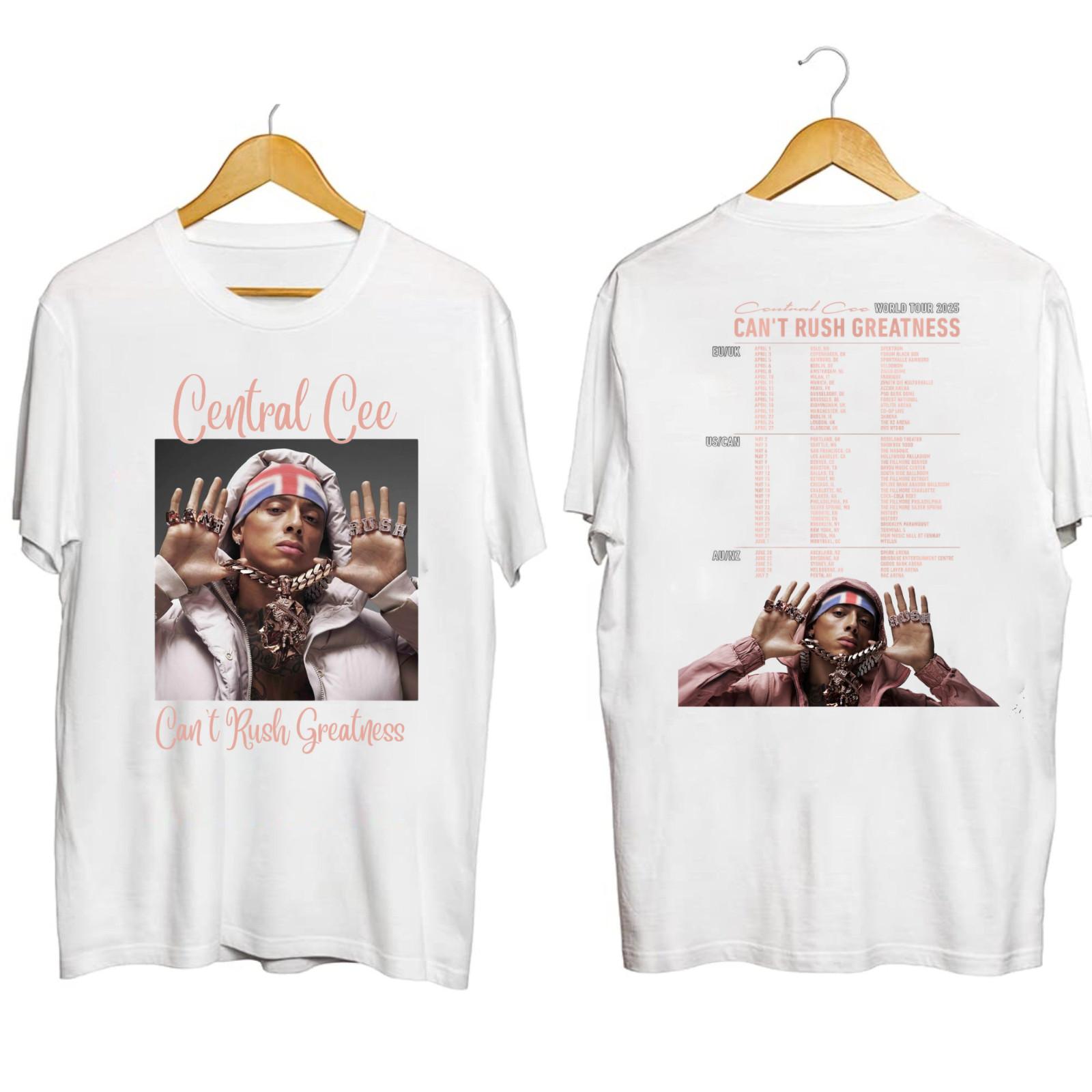 Футболка Central Cee Cant Rush Greatness Tour Белая Все размеры S-4XL Подарок фанату XXXL