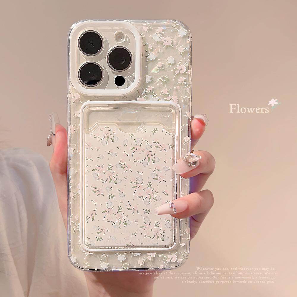 Linda Cartera con Forma de Concha de Flor, Tarjetero, Funda para Teléfono para iPhone 16 15 14 13 12 11 Pro X XR XS Max 8 7 Plus SE, Protección de Lente, Funda Suave