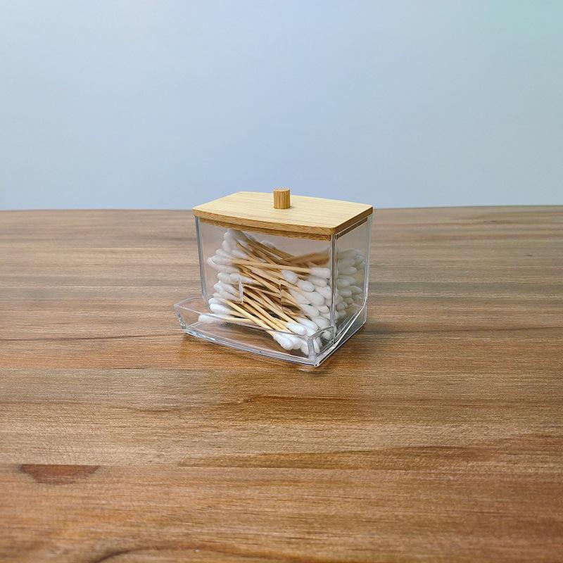 Desktop Square Cotton Swab Dental Floss Portable Plastic Storage Box Transparent Household Dustproof And Waterproof Storag
