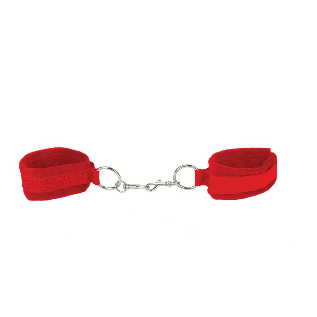 Red Velcro Wrist and Leg Straps Handcuffs for BDSM Restraint