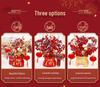 2025 Spring Festival New Year Fortune Bucket: Fu Character Ornament with Artificial Red Fruit and Flowers