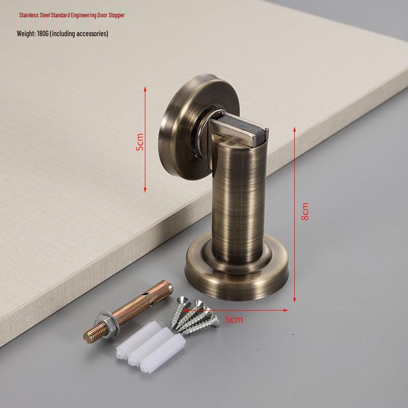 304 Stainless Steel Magnetic Door Stopper – Thickened Anti-Collision Design, High-Grade Black Wall Suction for Room