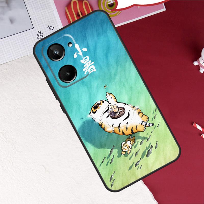 Cartoon Fat Tiger For Realme 14 10 11 12 13 Pro Plus C65 C67 C63 C61 C55 C51 C53 C35 C75 GT6 GT7 15 Pro Case