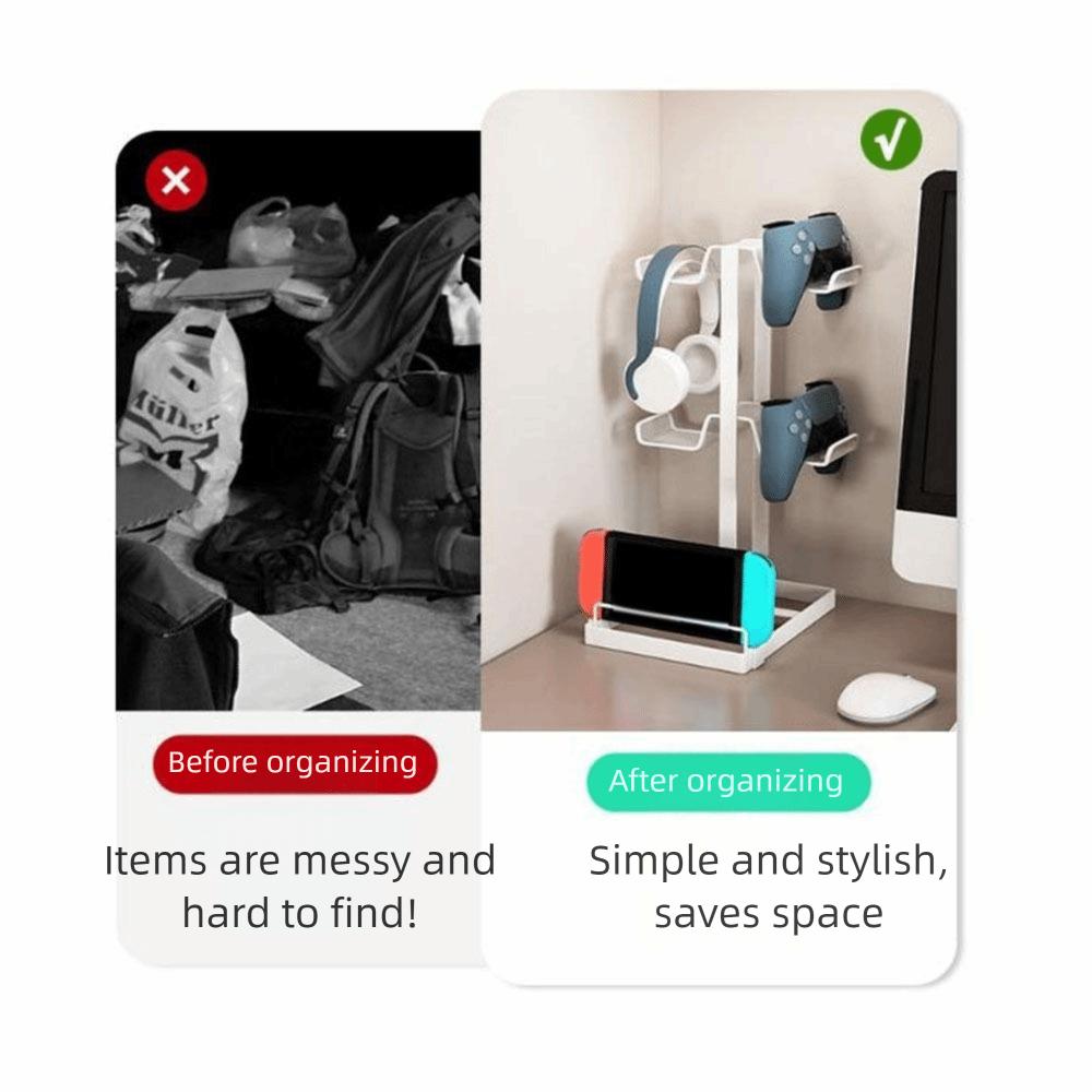 Iron Game Controller Holder Compatible Headphones Large Capacity Gamepad Display Stand Space Saving Multi-Tier