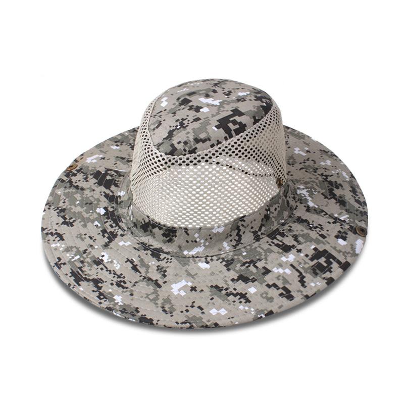 

New Tactical Camouflage Men Bucket Hat Breathable Mesh 9cm Brim Sun Hat Male Foldable Outdoor Jungle Hunt Camping Fishing Cap 56-58cm
