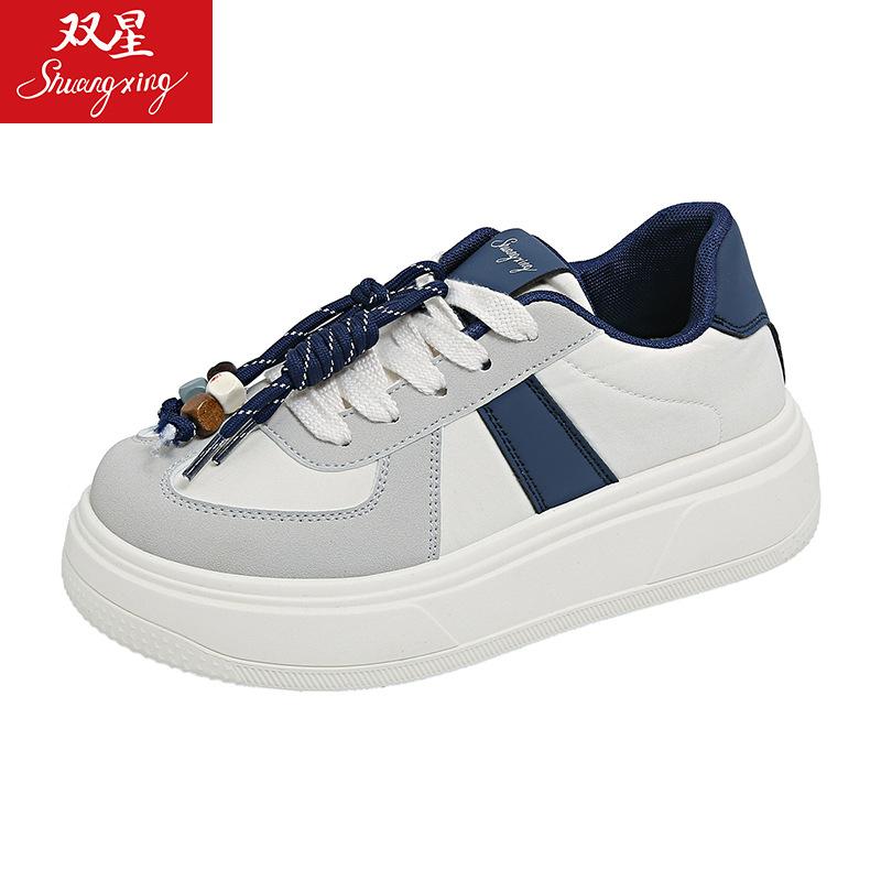 

ZGSX-28083 [Price control above 69] Platform muffin shoes 2025 new color matching shoelace pendant retro break 35