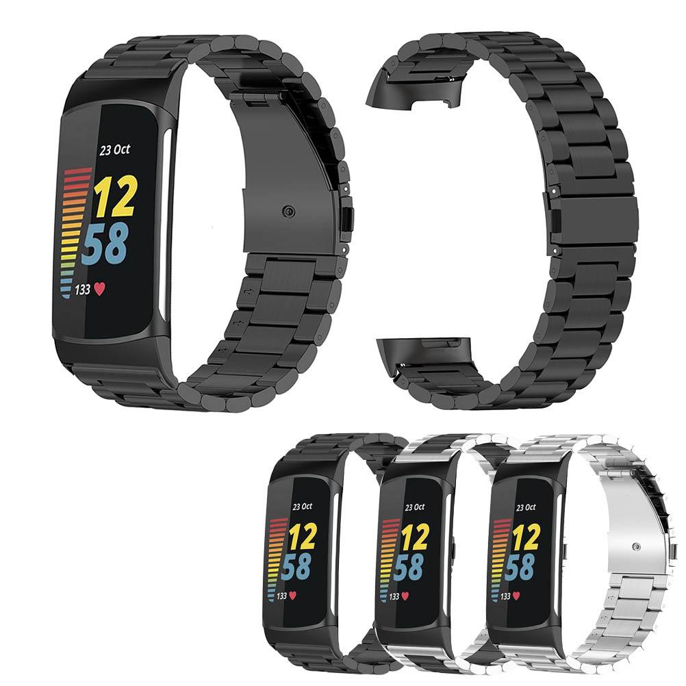 Edelstahl-Uhrenarmband Kompatibel für Fitbit Charge 5 Klassisch Schnellwechsel-Armbänder Uhrenarmband mit Werkzeug für Herren