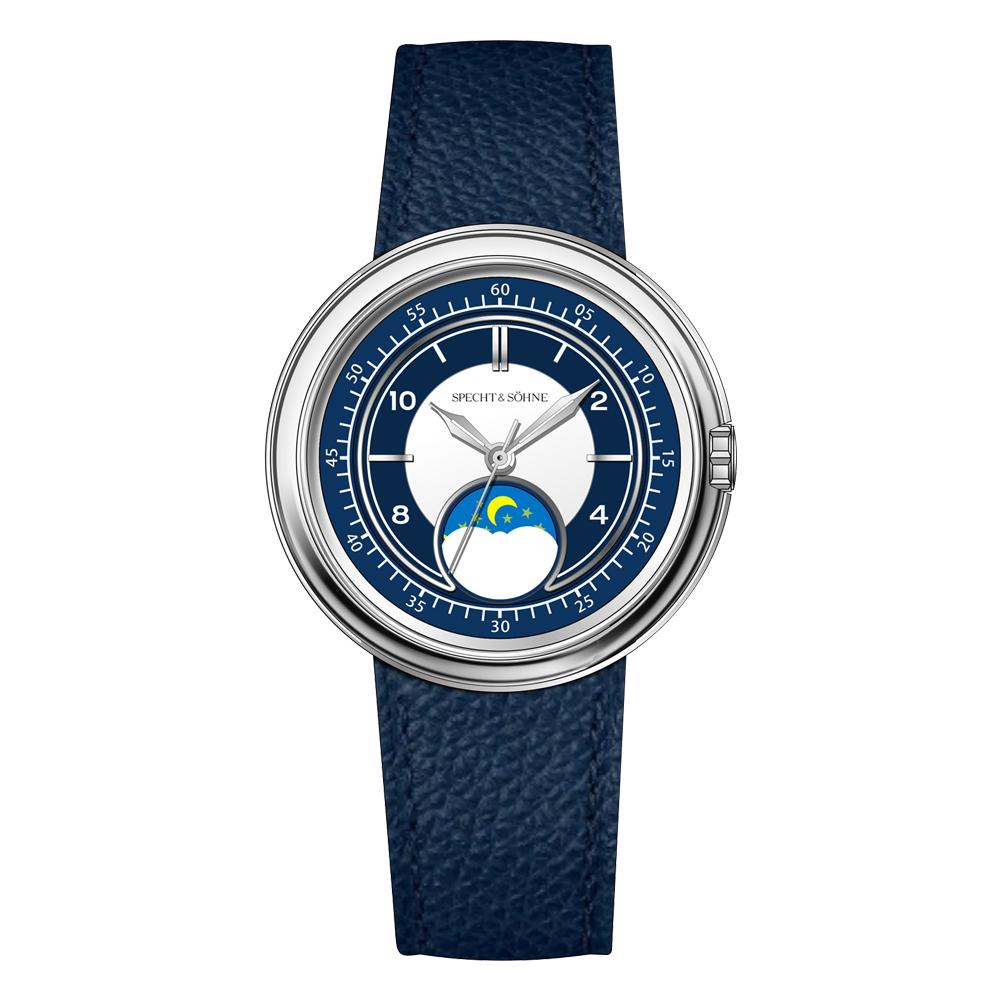 Specht & Söhne 2025 Men's Luxury Quartz Watch Genuine Leather Stainless Steel Japan Moon Phase 40MM Top Hot Wristwatch For Men