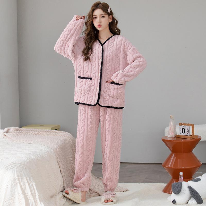 

Пижамные комплекты для женщин Facecloth Пижамные комплекты с длинным рукавом Повседневные пижамы 2XL розовый