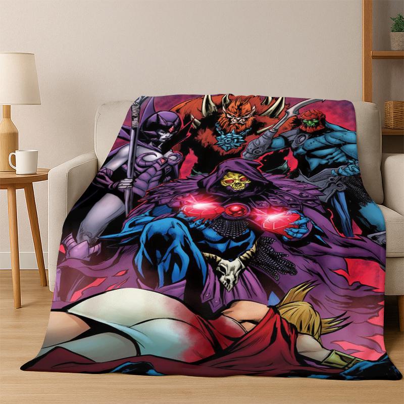 He Man Masters of The Universe Cartoon Flannel Blanket Soft Warm Blanket Throw Blanket for Bedroom Living Room Bed Travel Gift