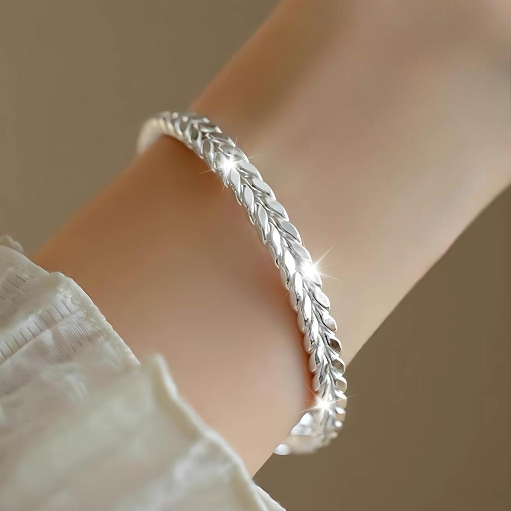 pure silver bracelet, bohemian wheat ear design, adjustable bracelet suitable for women's daily wear
