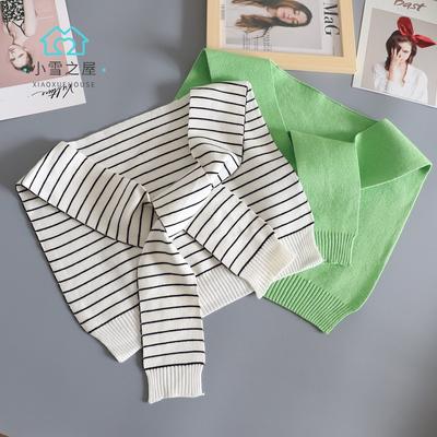 Shawl White Fake Collar Women Detachable Collars Warm Stripe Shoulder Wrap Knit False Collar Scarf Neckline Neckband Faux Col
