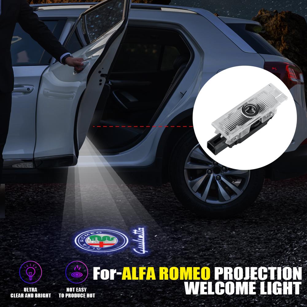 2PCS Car HD Projector Lamp Car Door Wireless Welcome Light LED Decoration Auto Accessories For Alfa Romeo Giulietta Stelvio 2017 zl6