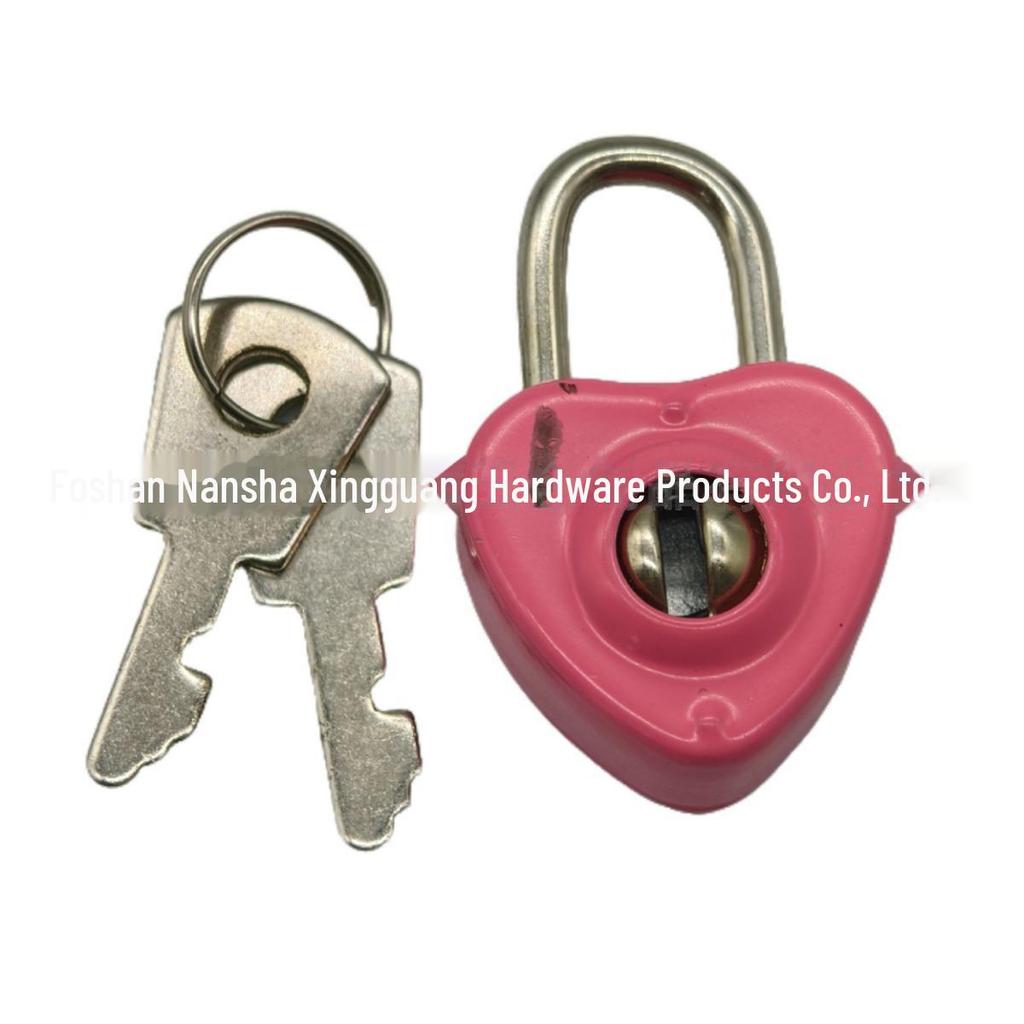 Simple & Stylish Heart-Shaped Macaron Color Lock with Key - Jewelry Padlock