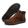 Mode Handgefertigte Rindsleder Wildleder Herren Lederstiefel Herren Outdoor Freizeitschuhe Herbst und Winter Plüsch Hoher Schaft Schneestiefel