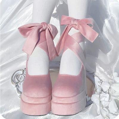Neue Frühling Herbst Mary Jane schuhe mode wildleder plattform runde kappe 11cm hohe ferse schuhe süße reizende rosa GIRL'S lolita pumpen