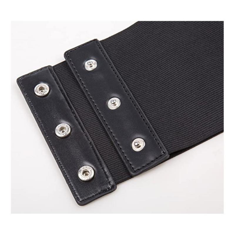 Women's Elastic Waist Belt Wide Leather Belt To Wear with Dress Women's Belt Black Waist Belt Women's Versatile Fashion Belt