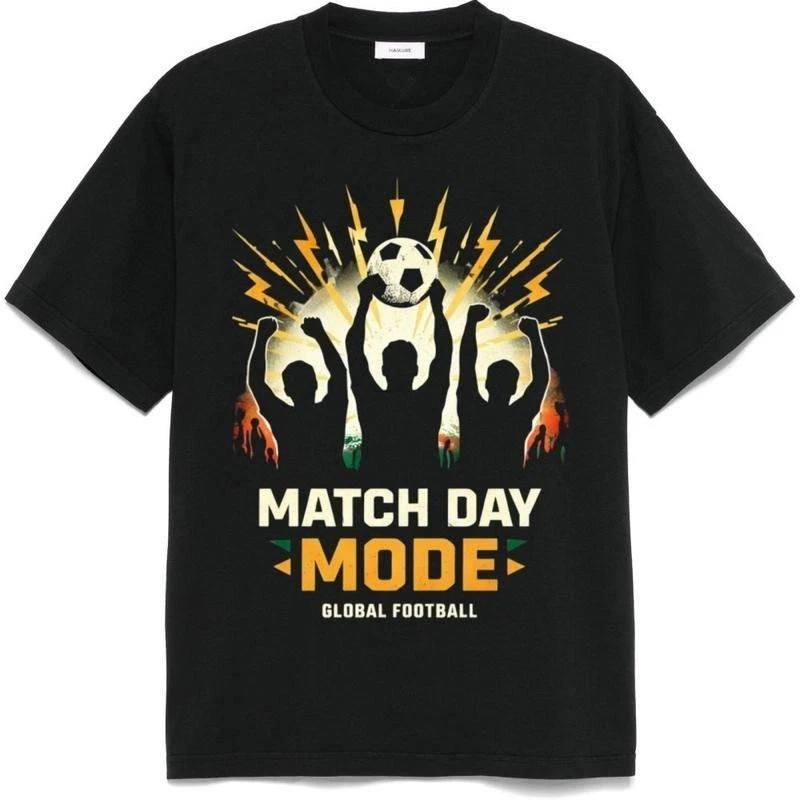 Match Day Mode Global Football T-Shirt – Soccer Fan Graphic Tee, Game Day Outfit L