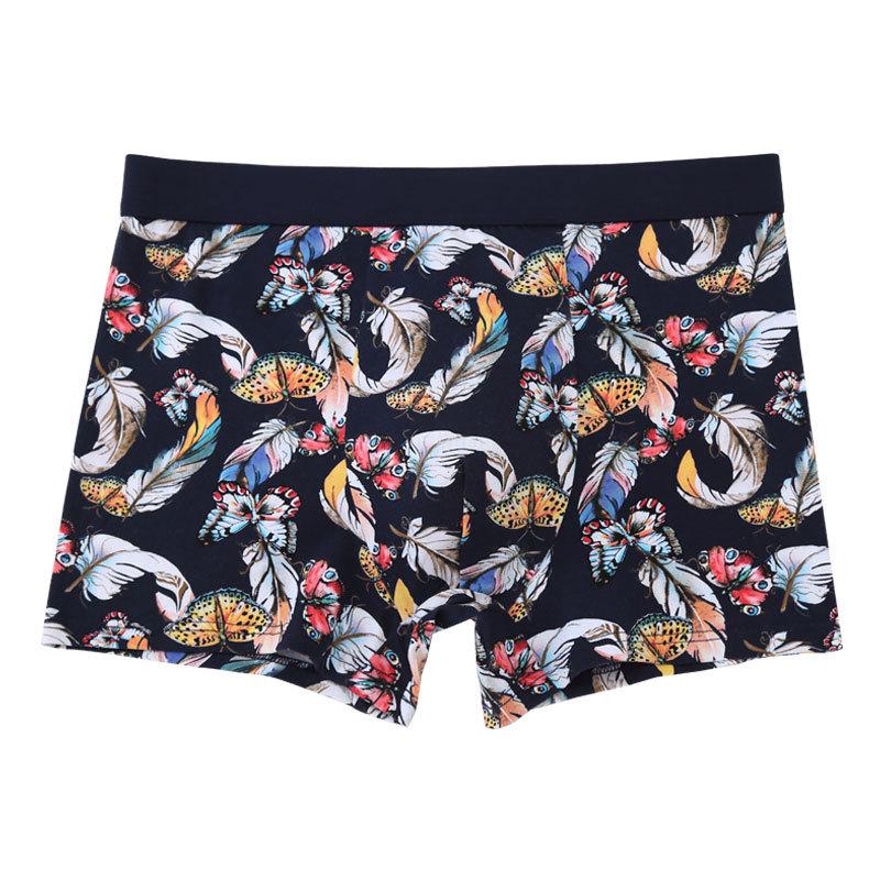 Cotton High Waisted Men's Underwear with Sexy Printed Four Cornered Underwear
