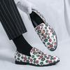 Luxury New Designer Men's Pointed Flower Tassels Patent Leather Shoes Male Casual Loafers Wedding Formal Dress Footwear