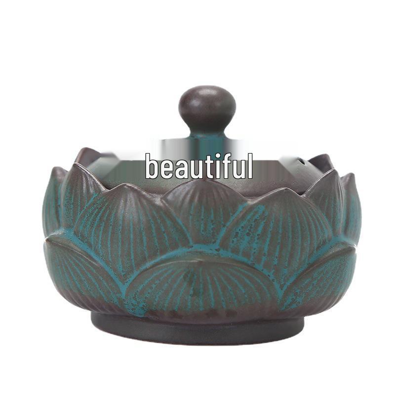 Ceramic Lotus Incense Burner for Mugwort & Sandalwood - Home Health Care Decor.