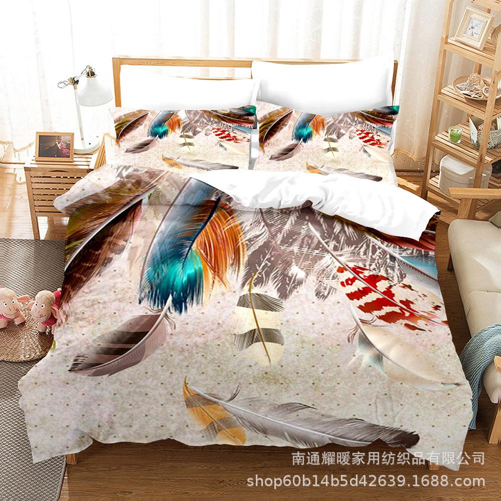 3D Digital Printing Bedding Four-Piece Set Three-Piece Set Feather Sheet Quilt Pillow