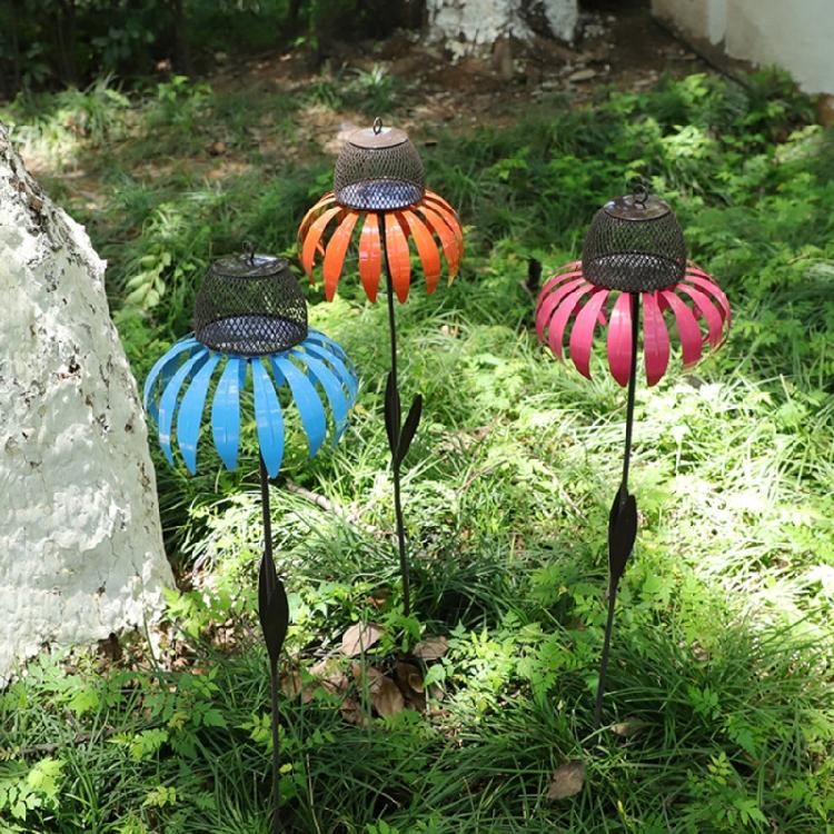 Wild Bird Feeder Anti-Rust Coneflower Outdoor Metal Bird Feeders with Stand