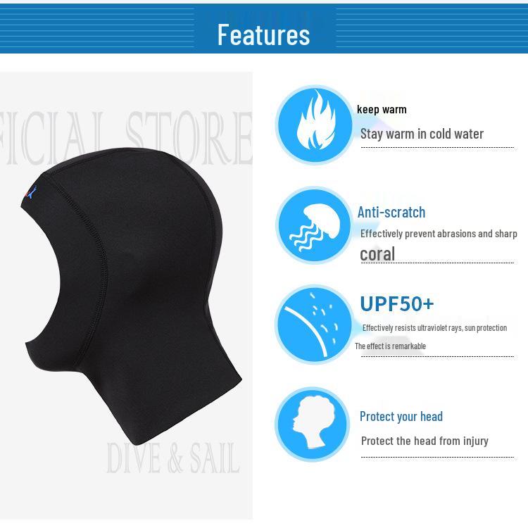 Unisex 1MM Neoprene Sun Protection Swim Cap for Surfing and Winter Diving