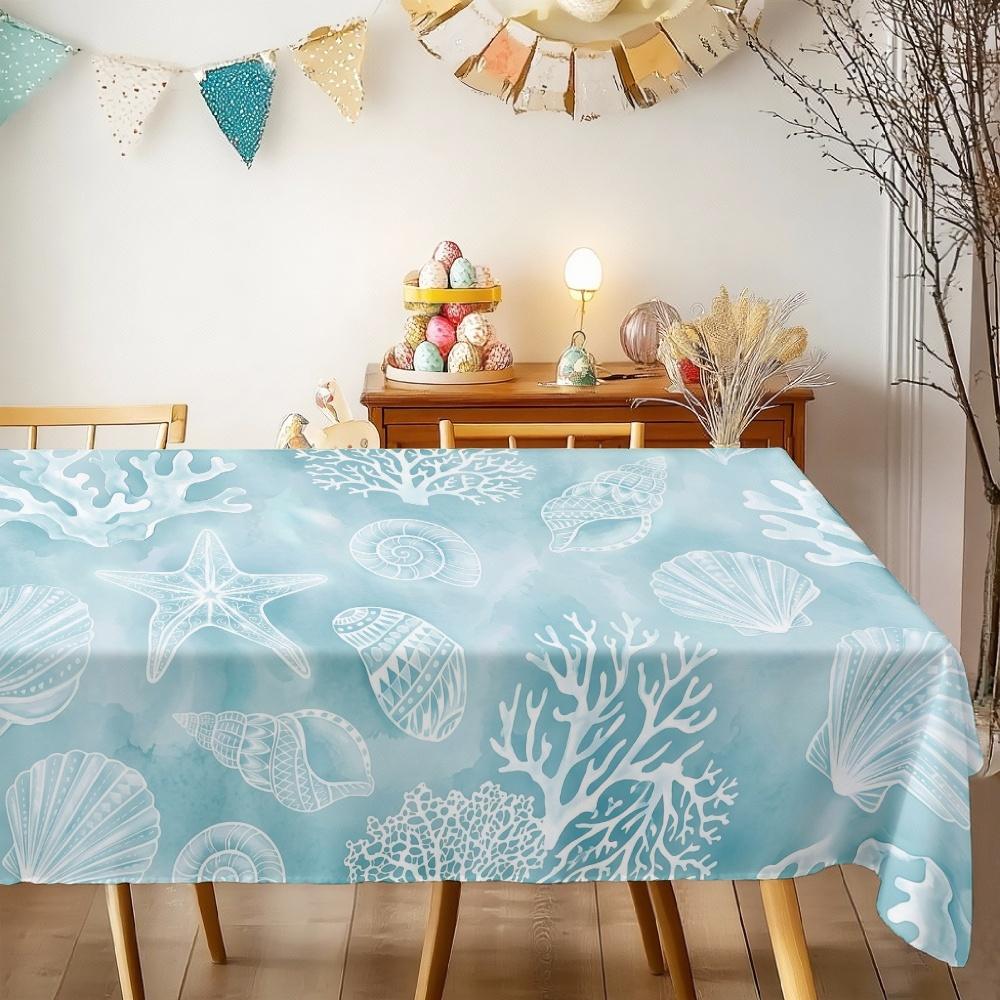 Oceanic Sea Life Rectangle Table Cloth for Table Decor Kitchen Dining Waterproof Reusable Tablecloth for Tables Weddings Party