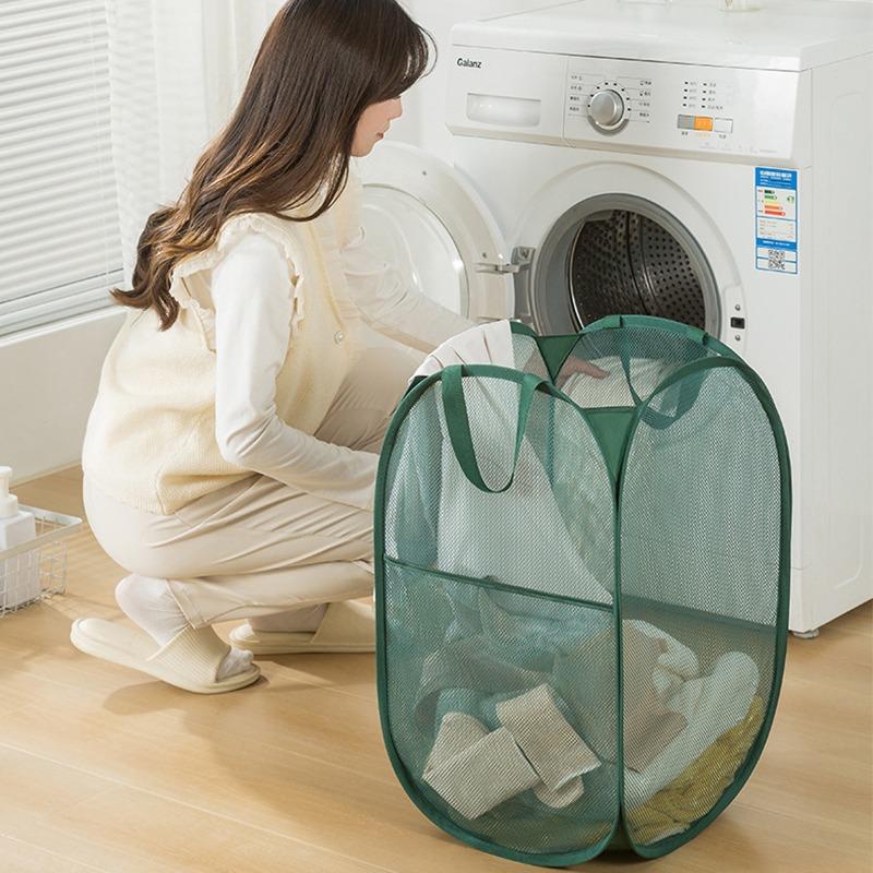 Mesh Pop Up Laundry Hamper Laundry Basket Side Pocket Collapsible Laundry Basket