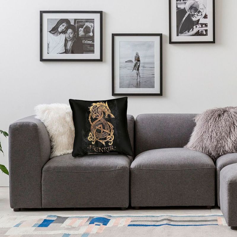 Viking Valhalla Fenrir Modern Pillow Cover Decoracion Salon The Nordic Monster Wolf Odin Cushions For Sofa