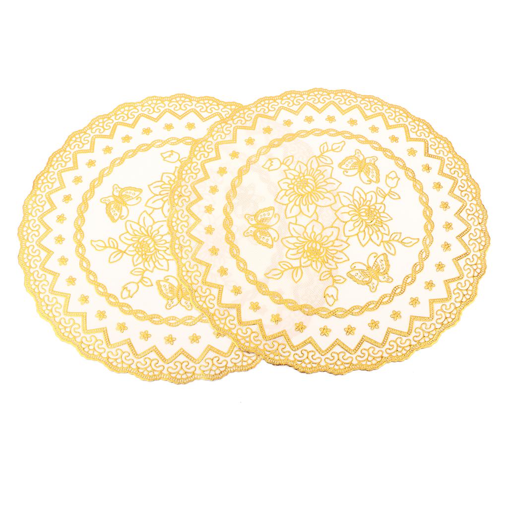 2PCS 30cmx30cm Table Mats Gold Dining Table Placemats for Wedding Party Supplies