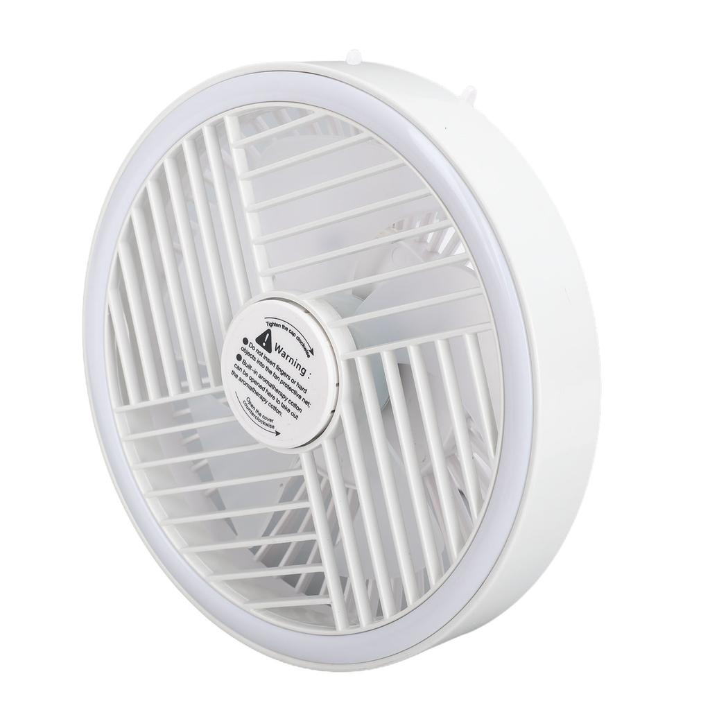 Camping Fan White 3 Speed USB Rechargeable Hanging Desk Fan with Stepless Dimmable Light for Tent Car Tree Branch