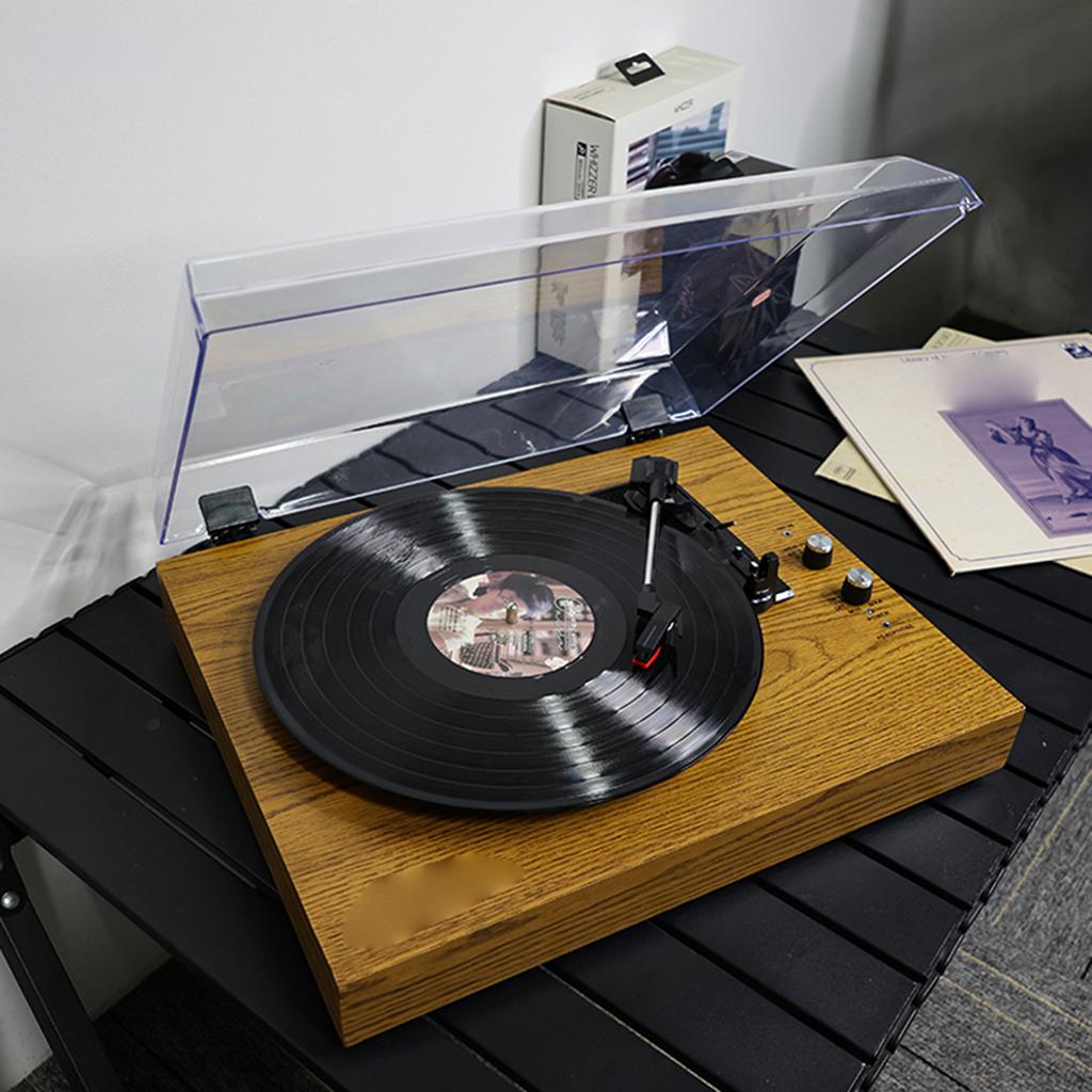 Retro Vinyl Record Player LP Turntable Portable Record Player Vintage Gramophone 3 Speed BT5.0 Wireless Speakers Line