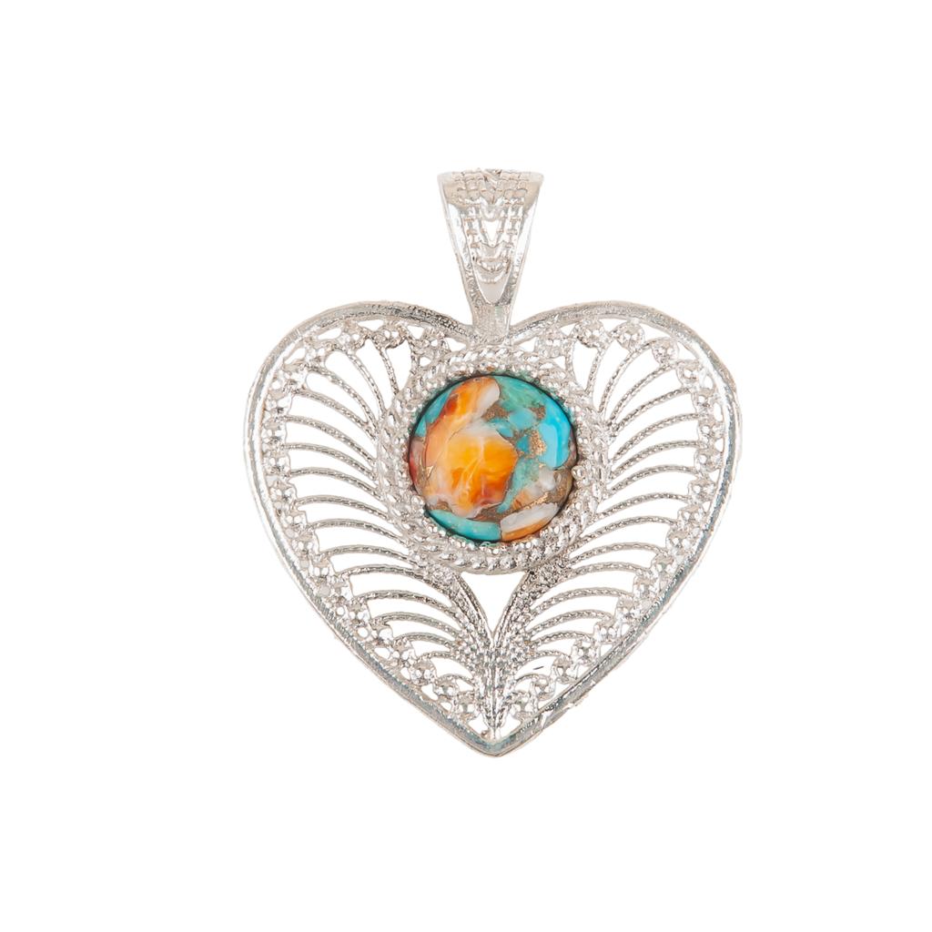 Natural Spiny Oyster Gemstone 925 Sterling Silver Jewelry Handmade Pendant 1.4" CP-15-37