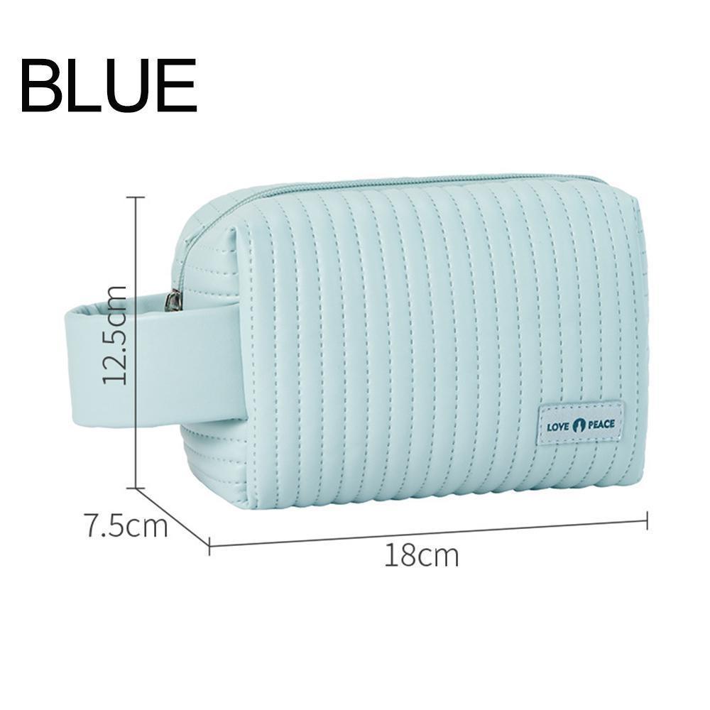 

1 шт., полосатая косметичка из искусственной кожи для женщин, портативная косметичка для хранения, дорожные водонепроницаемые косметички, женская косметич... синий