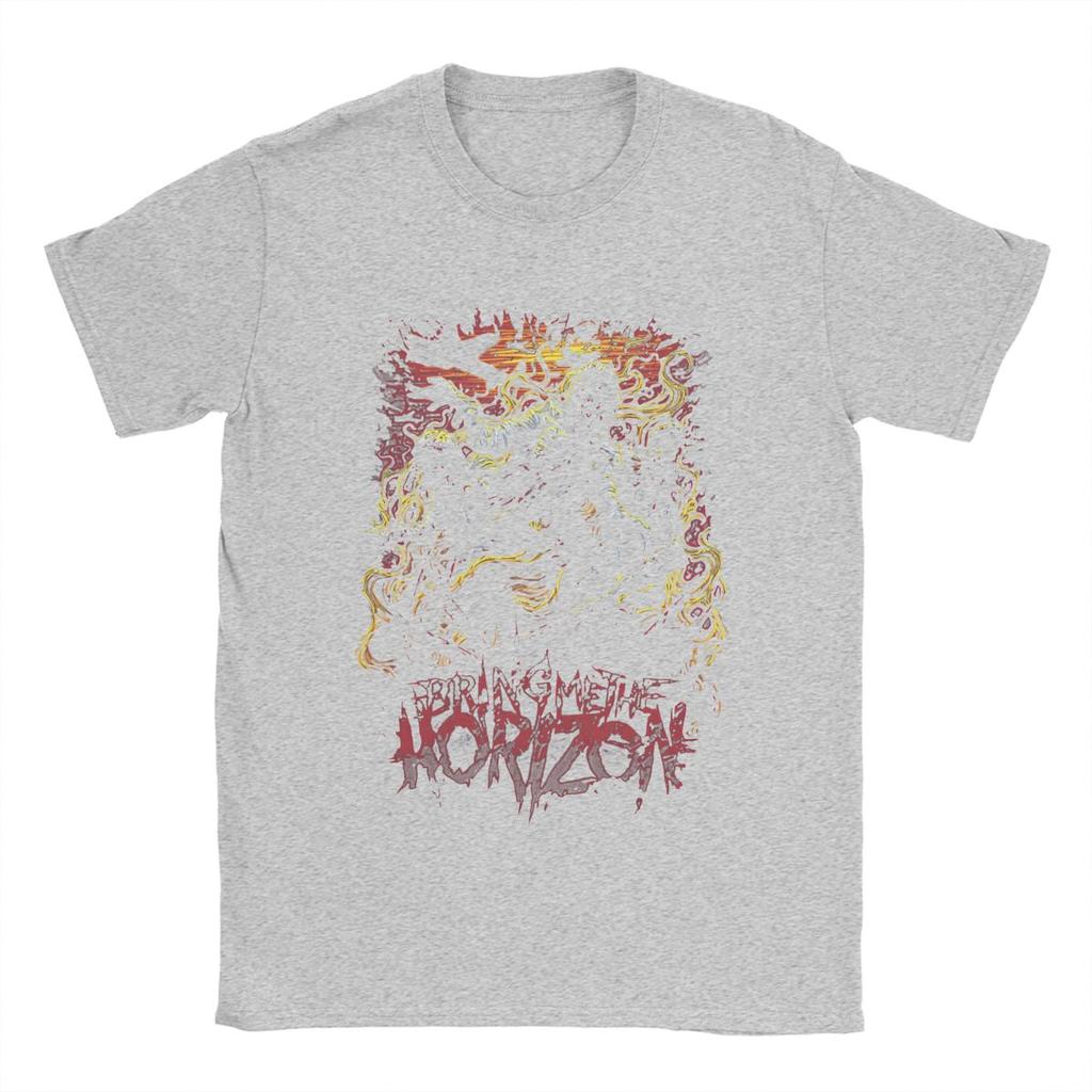 Men's T-Shirt Bring Me The Horizons Rock Vintage 100% Cotton Tees Short Sleeve Gothic Metal Band T Shirts Crewneck Tops Big Size