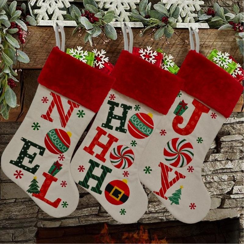 Alphabets Holiday Sock Decoration With Polyester Materials Quick Attachment Hook Multipurpose Festival Ornament